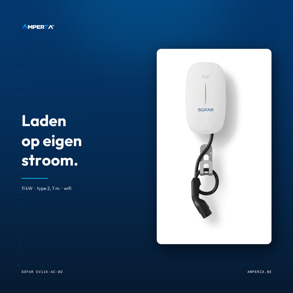 Sofar EV11K-AC-02 laadpaal van Amperza BV: 11 kW, type 2 met 7 meter kabel, wifi